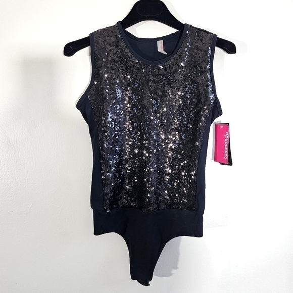 COMMANDO Sequin Signature Black Bodysuit / Top New Size Small - Picture 10 of 14